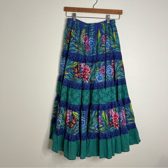 Maria Isabel Womens Boho Maxi Skirt Floral Tropical Elastic Waist Size CH(S) - Picture 10 of 12